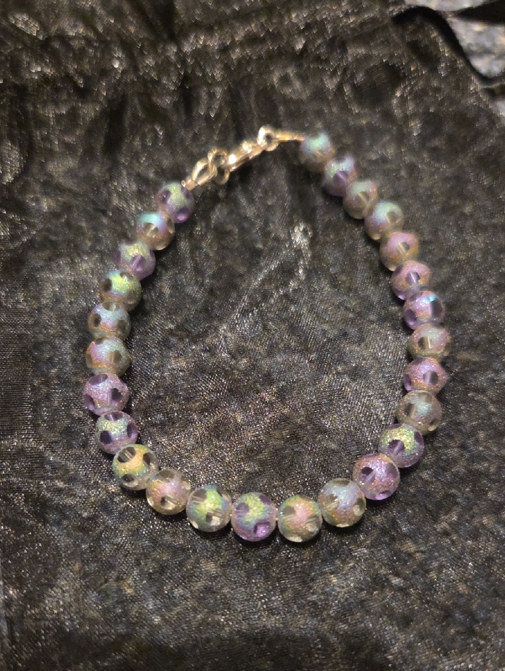 Iridescent Purple Glass Bead Bracelet - Unbranded